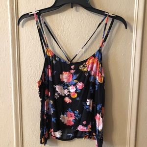 Floral Spaghetti Strap Crop